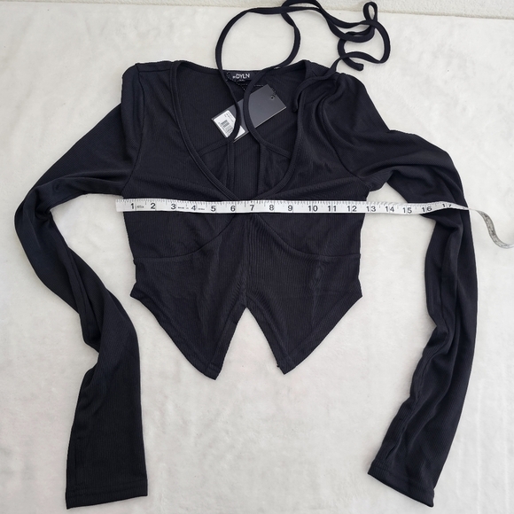 By.Dyln Wyatt Ribbed Long Sleeve Crop Top Black Size XS NWT Revolve - Picture 6 of 10
